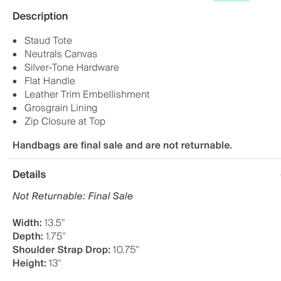 {STAUD} Canvas Leather Tote Bag - Picture 7 of 9